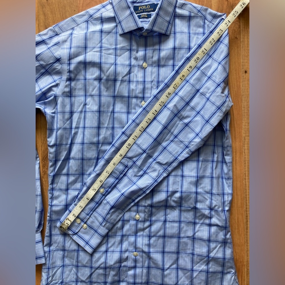 Polo Ralph Lauren Slim Fit Cotton Mens 15 32/33 Button Down Plaid Dress Shirt - Picture 8 of 10
